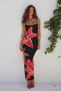 Athena - Flower Printed Back Slit Dress