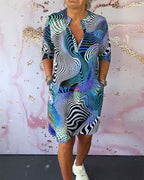 Salomé Boutique Slimming Dress with a Colorful Print Elevated Occasion Wear