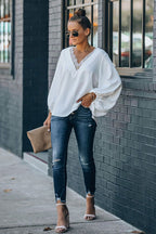 Date Night Out Lace Balloon Sleeve Top - 3 Colors