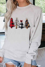 Christmas Tree Grey Long Sleeve Top