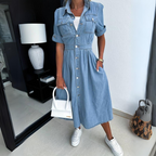 Fara Half Sleeve Denim Dress for Women Day to Night Outfit