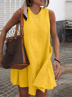 Dulce Premium Short Linen Dress Elevated Occasion Wear