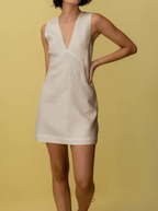 Angelina Minimalist Sleeveless Linen Mini Dress Boutique Collection
