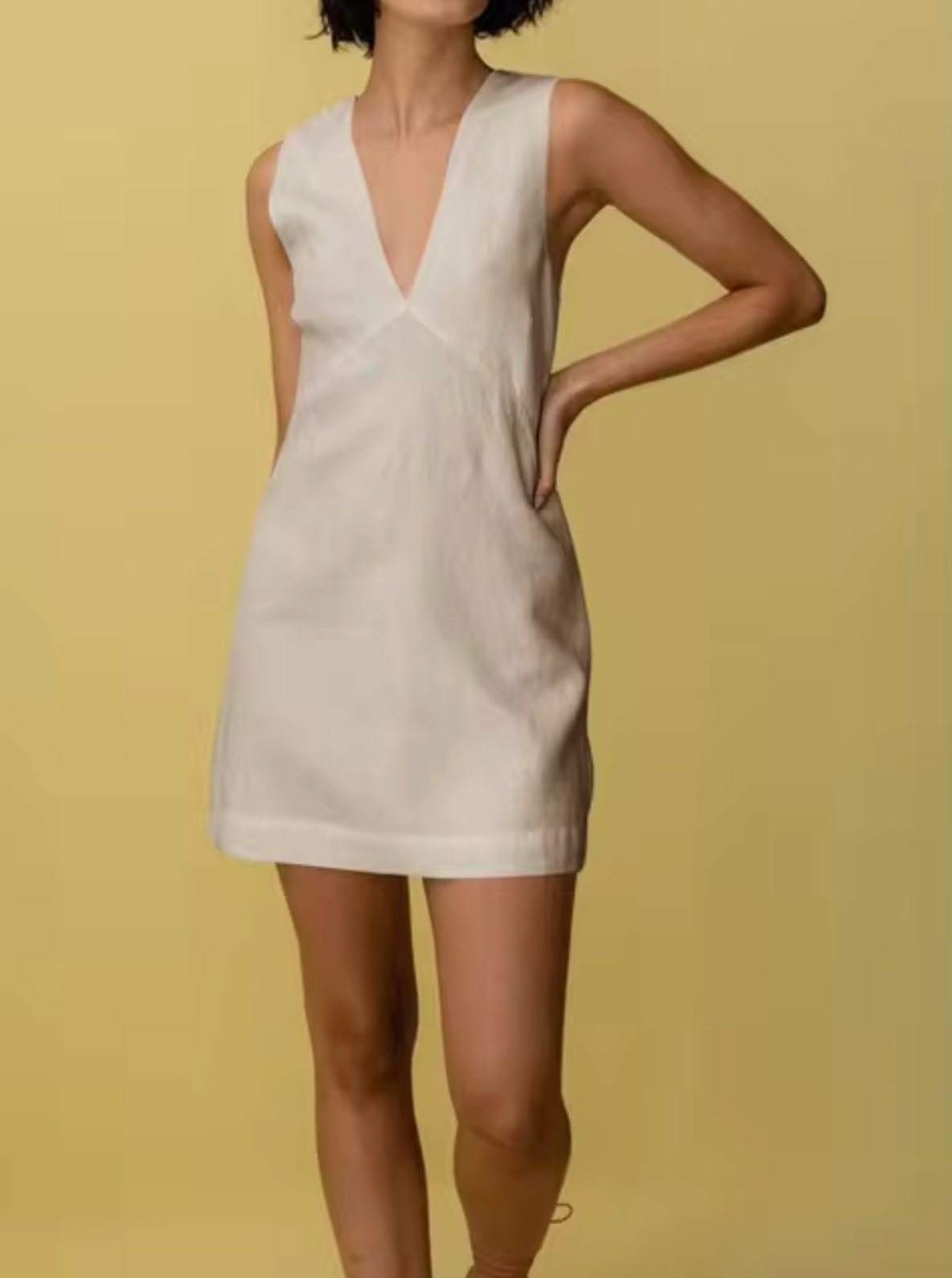 Angelina Minimalist Sleeveless Linen Mini Dress Boutique Collection