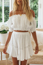 Face The Day Lace Off the Shoulder Short Sleeve Suit - 2 Colors
