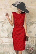 Florcoo Sexy Polka Dot Pack Hip Sleeveless Midi Dress(4 Colors)