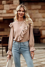 Elegant Image Ruffled Long Sleeve Top - 6 Colors