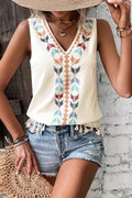 Just Be You Boho Embroidered Tassel Sleeveless Top - 4 Colors
