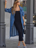 Denim Cotton Pocket Long Coat