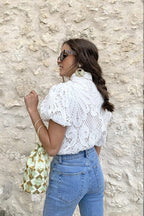 Getting Closer Hollow-Out Short Sleeve Top - 4 Colors