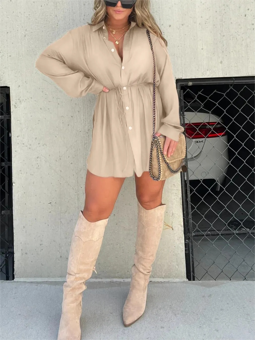 Belén Stylish Satin Overall Mini Dress for Women Classy Everyday Look