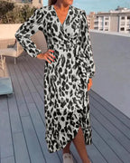 Helga Timeless V Neck Printed Dress Statement Occasion Edit