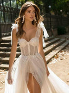 Halter Back Sheer Wedding Dress