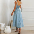 Denim Lush Midi Dress Blue