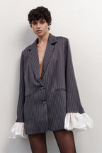 Vintage Striped Patchwork Blazer