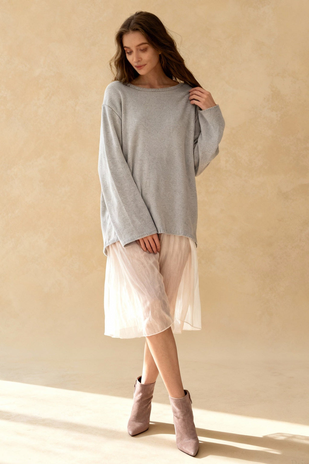 Cotton Loose Fit OffShoulder Knit Sweater