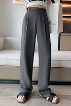 Fluid High Waist Narrow Wide Leg Straight Pants