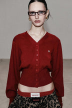 Vintage Red Cropped Cardigan