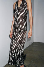 Polka Dot Halter Neck Maxi Dress