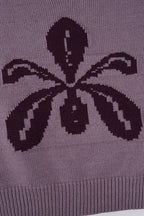 V Neck Floral Jacquard Sweater