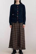 Round Neck Color Button Cardigan
