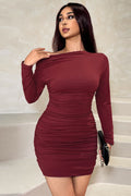 Asymmetrical Ruched Off-Shoulder Bodycon Party Dress