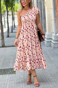 Fashion One Shoulder Sleeve Elastic Pleated Dress