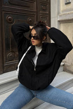 Zip Up Stand Collar Sweatshirt Jacket