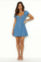 Boho LaceUp Denim Dress