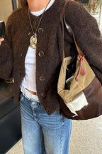 Casual Minimalist Button Front Long Sleeve Coat
