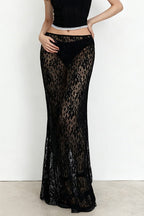 High Waist Lace Panel Stretch A-Line Pencil Skirt