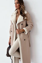 Reversible Stand Collar Faux Fur Overcoat