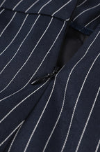 V Neck Striped Fitted Blazer Skirt Two Piece Set
