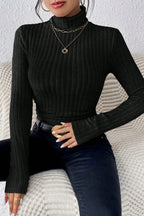 Fitted Long Sleeve Mock Neck Sweater