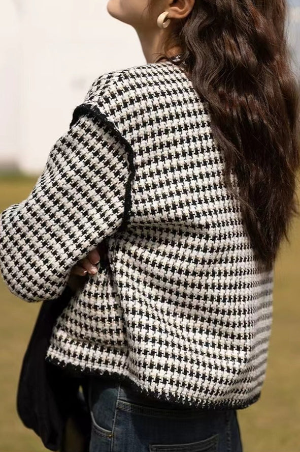 Tweed Houndstooth Short Jacket