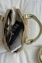 Stylish Metal Charm Sophisticated Top Handle Crossbody Bag
