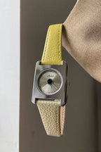 Square Steel Case Dopamine Color Matching Leather Strap Watch