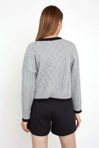 Hildagarde Grey Button-Up Cardigan