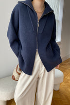 Double Zipper Shawl Collar Sweater