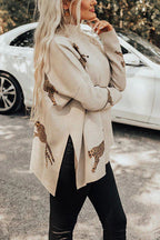 COZY AND KIND LEOPARD SLIT RELAXED SWEATSHIRT