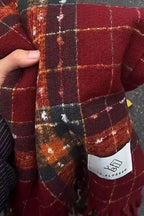Plaid Fringe Thermal Knit Scarf