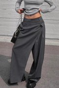 High Waist Deconstructed Wide Leg Tailored Pants