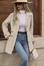 Midi Wool Blend Belted Notch Lapel Coat