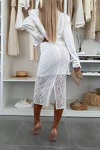 Ellien Solid Color Button Long Sleeve Crop Lapel Blazer