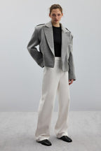 Structured Wool Notch Lapel Coat