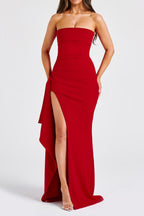 Sexy Strapless Slit Evening Party Dress