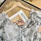 Ink-Qrint Maxi Dress With Nipped-In Waist