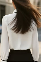 Stylish Color-blocked Collared Long-sleeved Casual Button-down Shirt