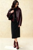 New Leaher Feminina Streetwear Outwear Vermelho Black Jackets