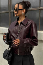 Vintage Notch Lapel Leather Jacket